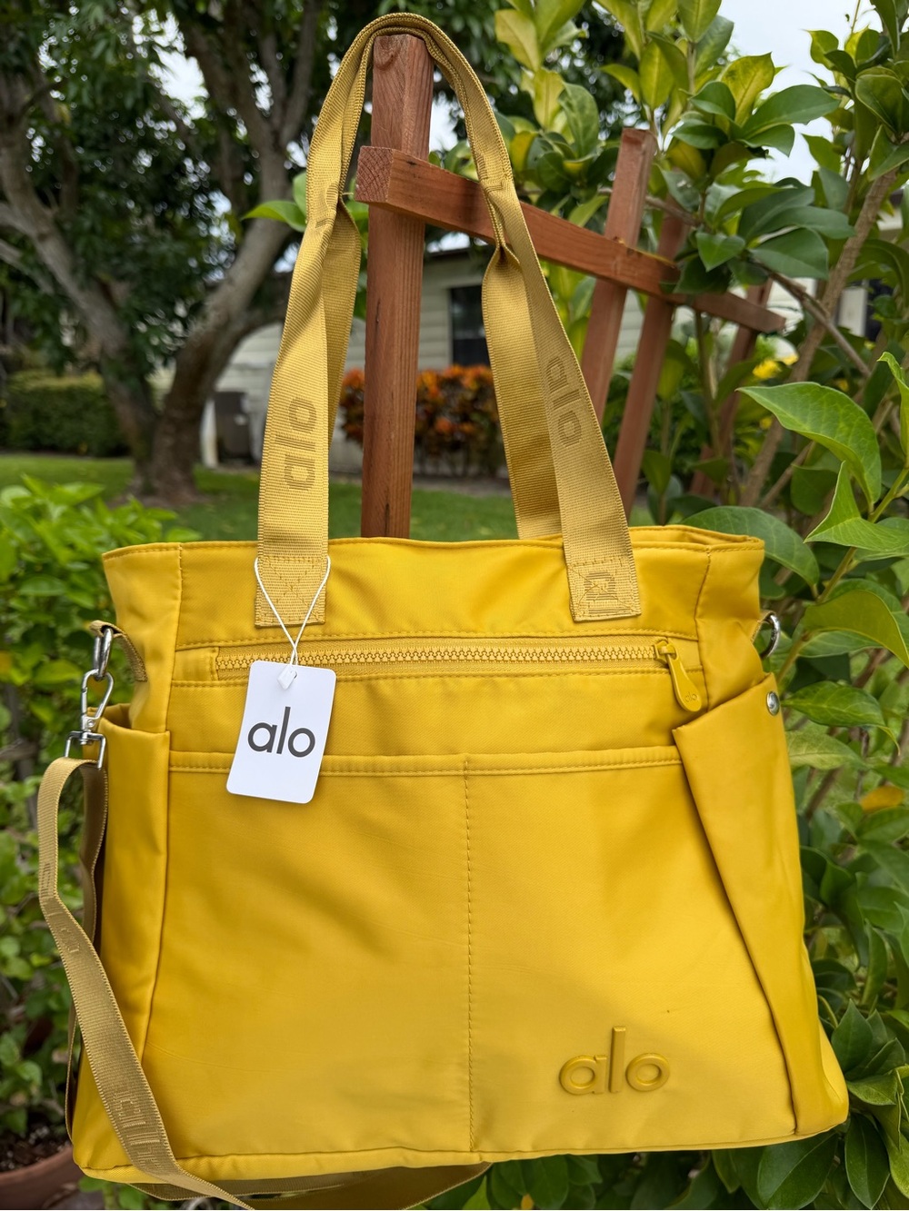 ALO Yoga Yellow Nylon Shoulder Tote